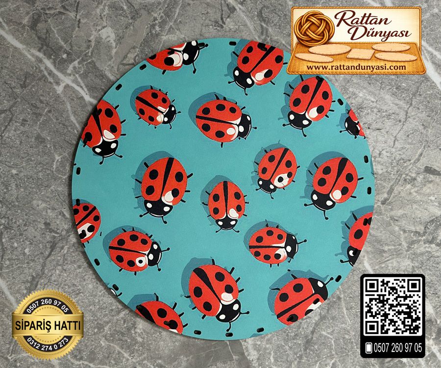 Tam Baskılı Daire Rattan Taban - Model 1