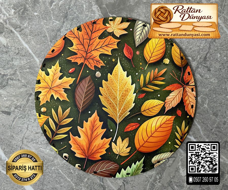 Tam Baskılı Daire Rattan Taban - Model 10
