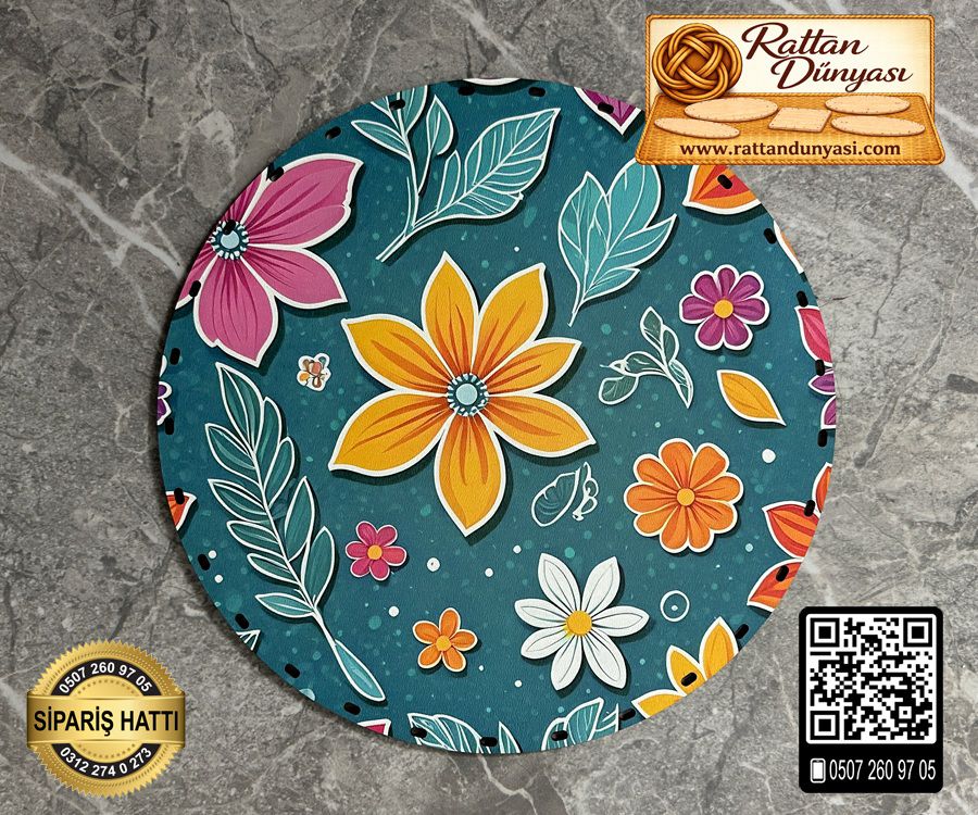 Tam Baskılı Daire Rattan Taban - Model 12 Tam Baskılı Daire Rattan Taban - Model 12