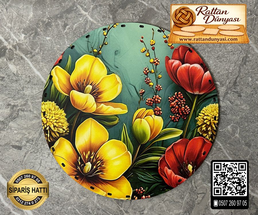 Tam Baskılı Daire Rattan Taban - Model 13