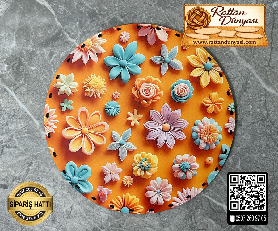 Tam Baskılı Daire Rattan Taban - Model 2