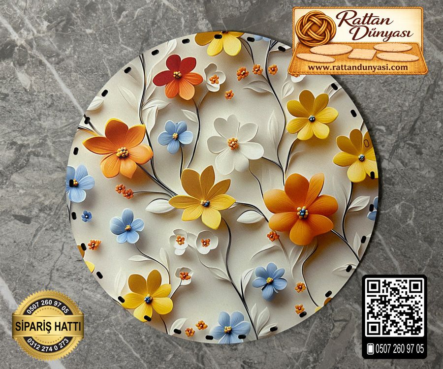 Tam Baskılı Daire Rattan Taban - Model 21 Tam Baskılı Daire Rattan Taban - Model 21