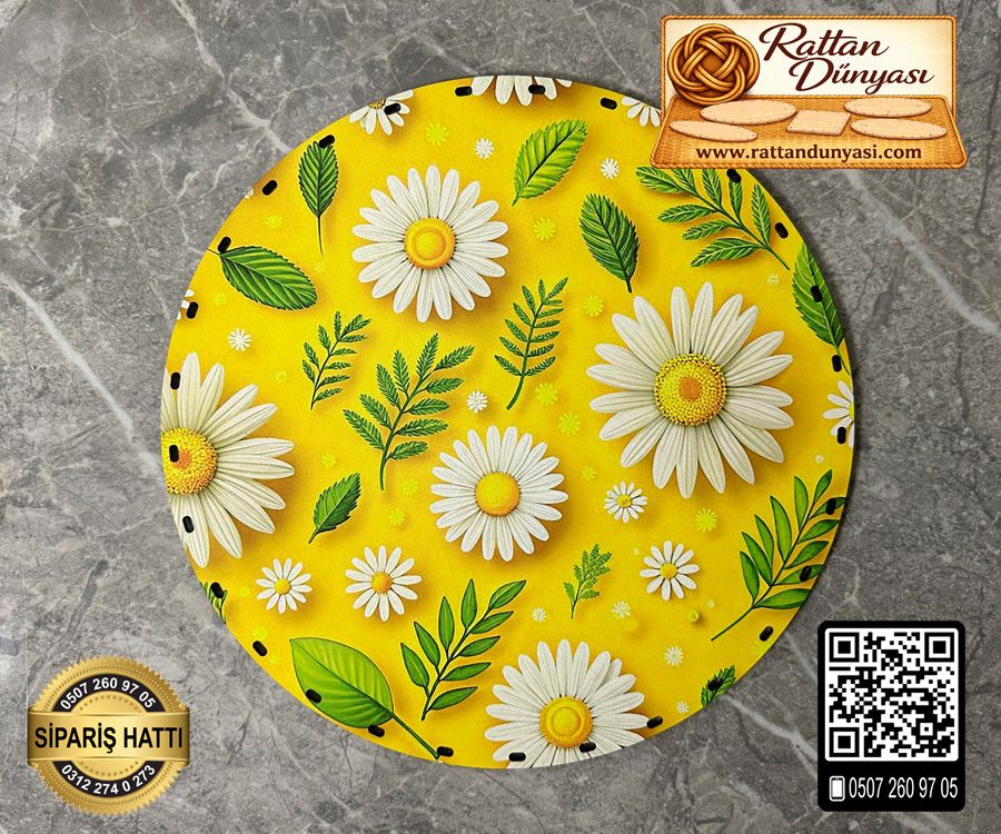 Tam Baskılı Daire Rattan Taban - Model 3
