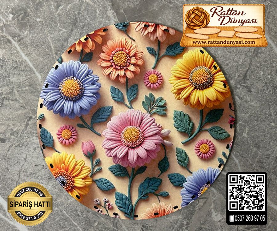 Tam Baskılı Daire Rattan Taban - Model 59 Tam Baskılı Daire Rattan Taban - Model 59