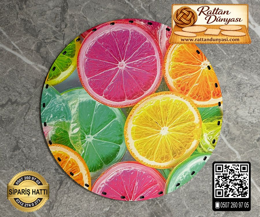 Tam Baskılı Daire Rattan Taban - Model 6 Tam Baskılı Daire Rattan Taban - Model 6