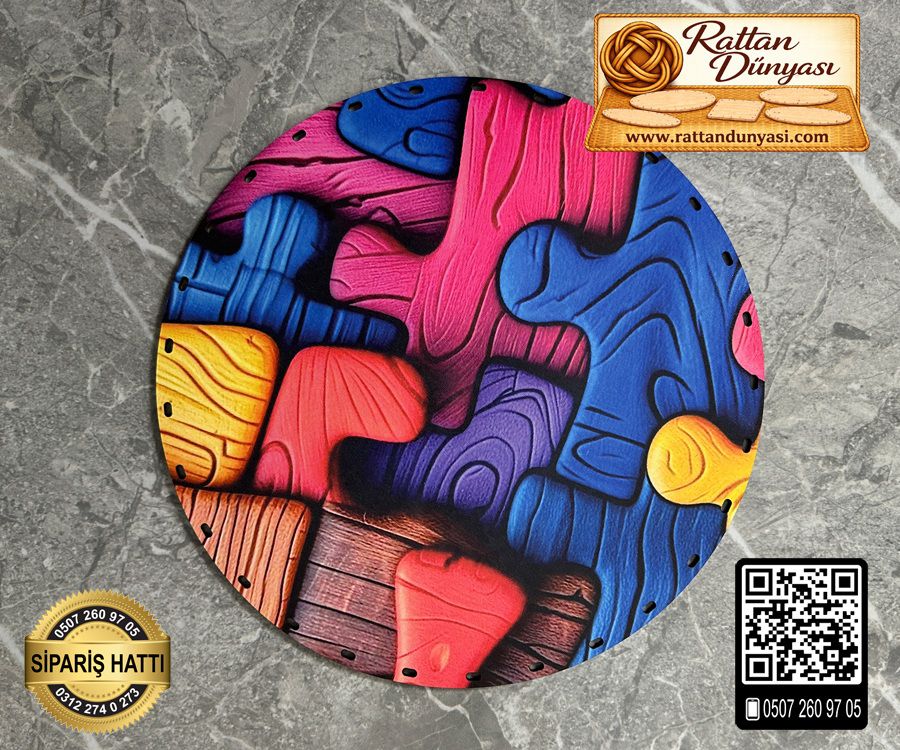 Tam Baskılı Daire Rattan Taban - Model 9 Tam Baskılı Daire Rattan Taban - Model 9