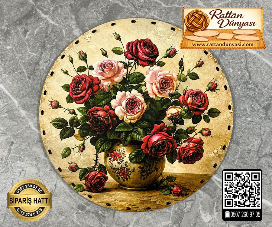 Tam Baskılı Daire Rattan Taban - Model 95 Tam Baskılı Daire Rattan Taban - Model 95