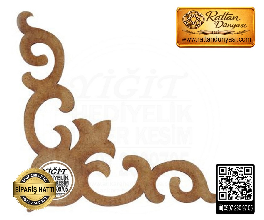 Köşe Motif Ahşap Obje - Model 1