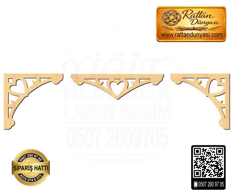 Köşe Motif Ahşap Obje - Model 6