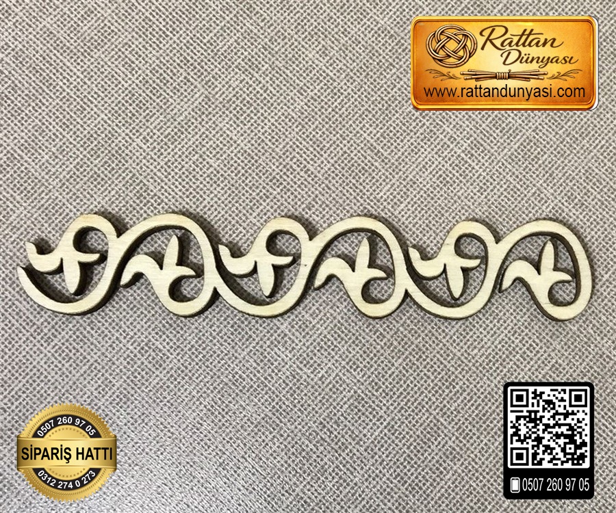 Düz Kenar Motif Ahşap Obje - Model 2