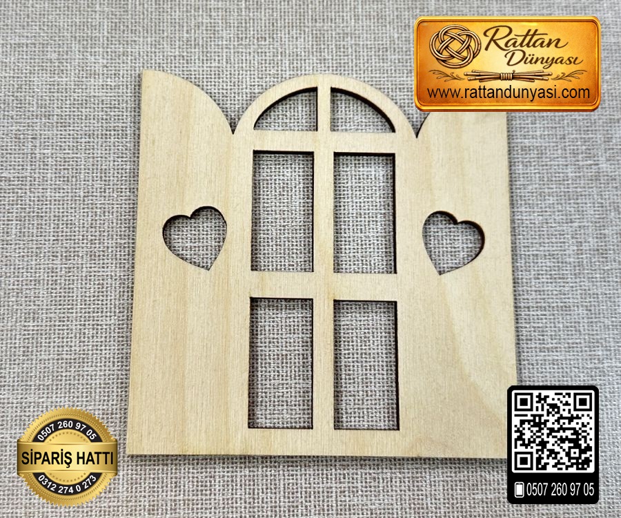 Pencere Kalpli Ahşap Obje