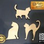 Üçlü Kedi Ahşap Obje - Model 2