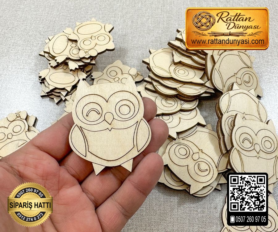 İkili Baykuş Ahşap Obje