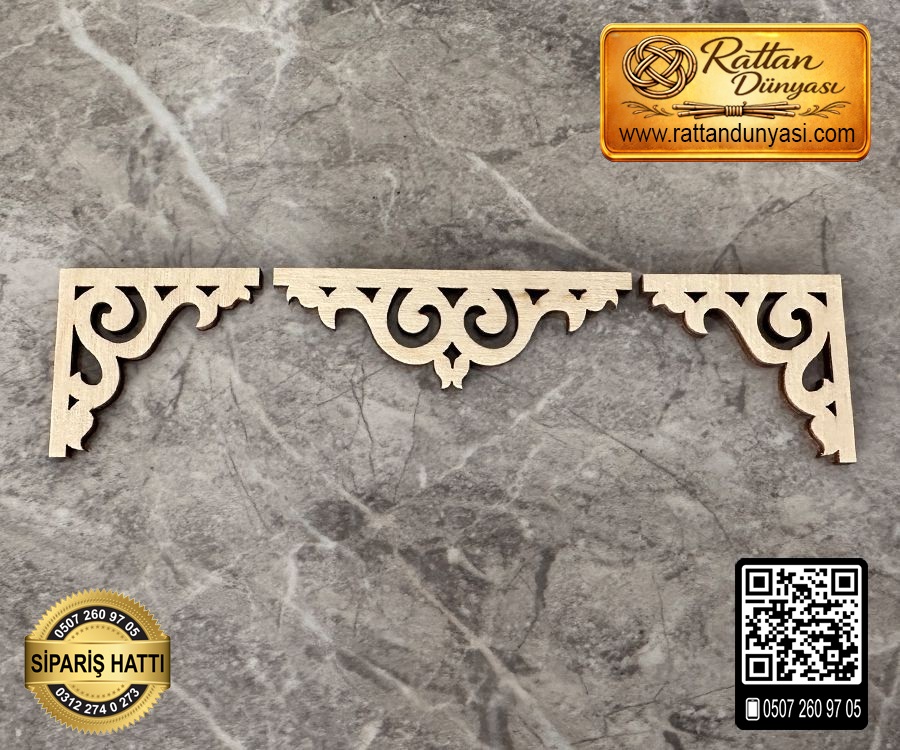 Köşe Motif Ahşap Obje - Model 4