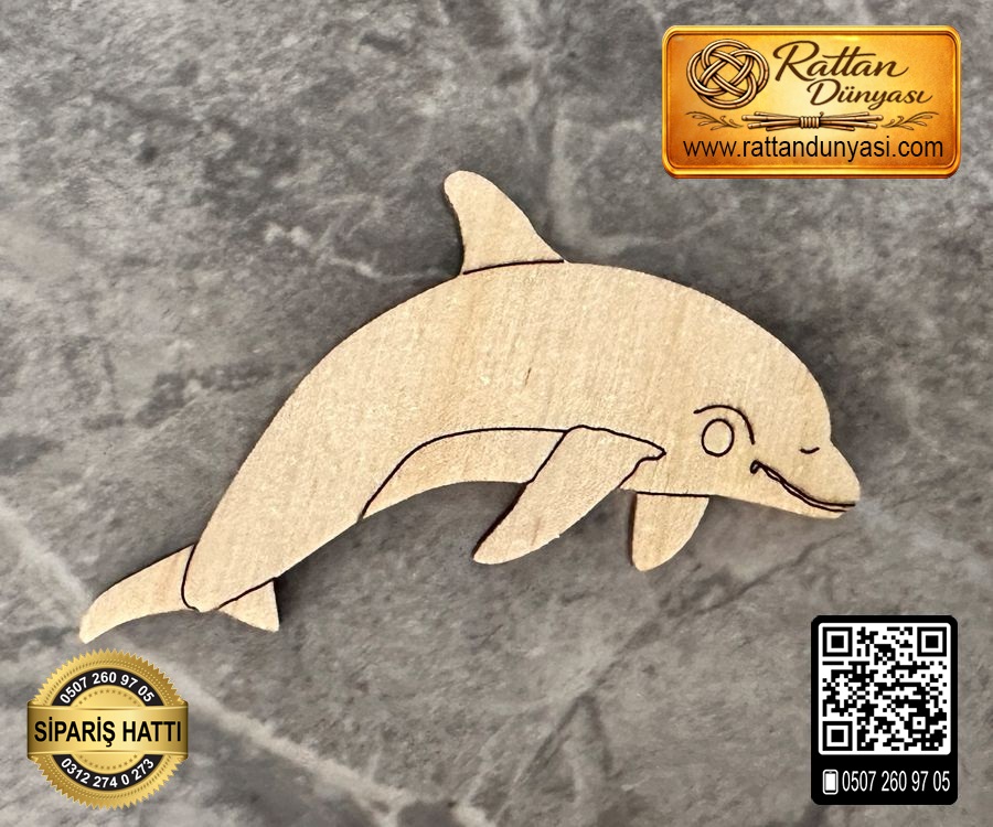 Yunus Balığı Ahşap Obje