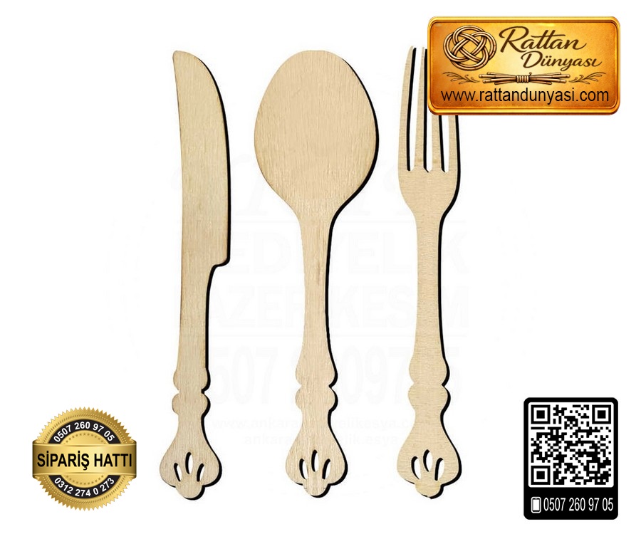 Çatal Kaşık Bıçak Ahşap Obje