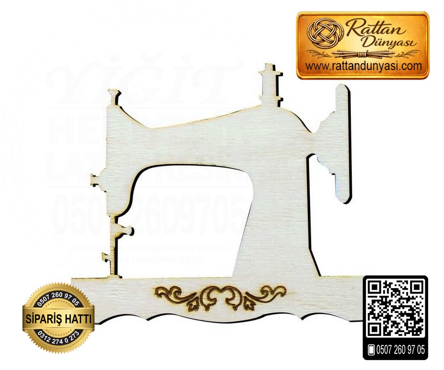 Dikiş Makinası Ahşap Obje