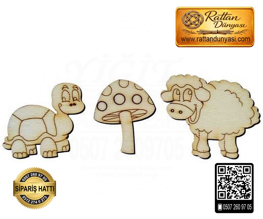 Kuzu Mantar Kaplumbağa Ahşap Obje