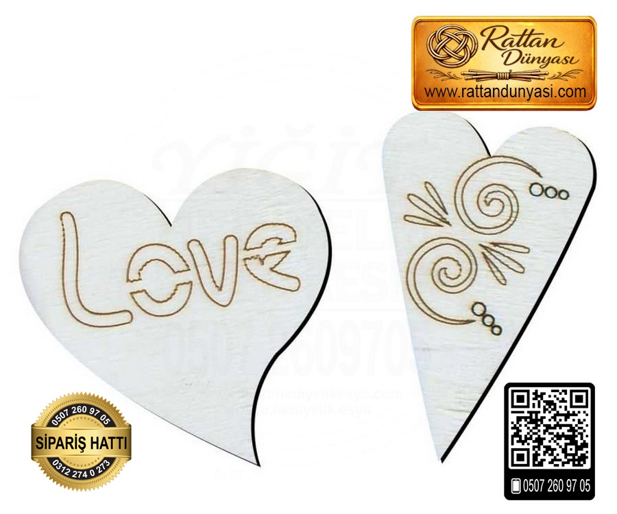 Love Kalp Ahşap Obje