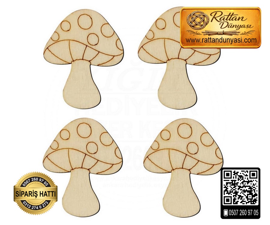 Mantar Set Ahşap Obje