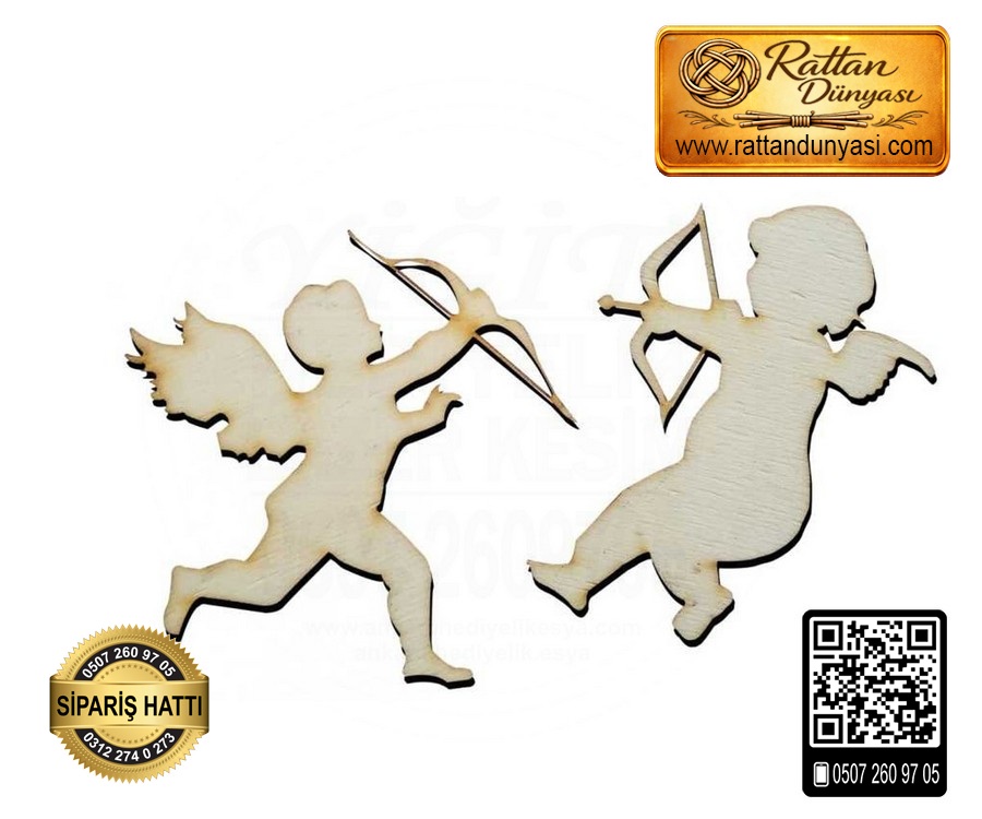 Ok Atan Melek Ahşap Obje