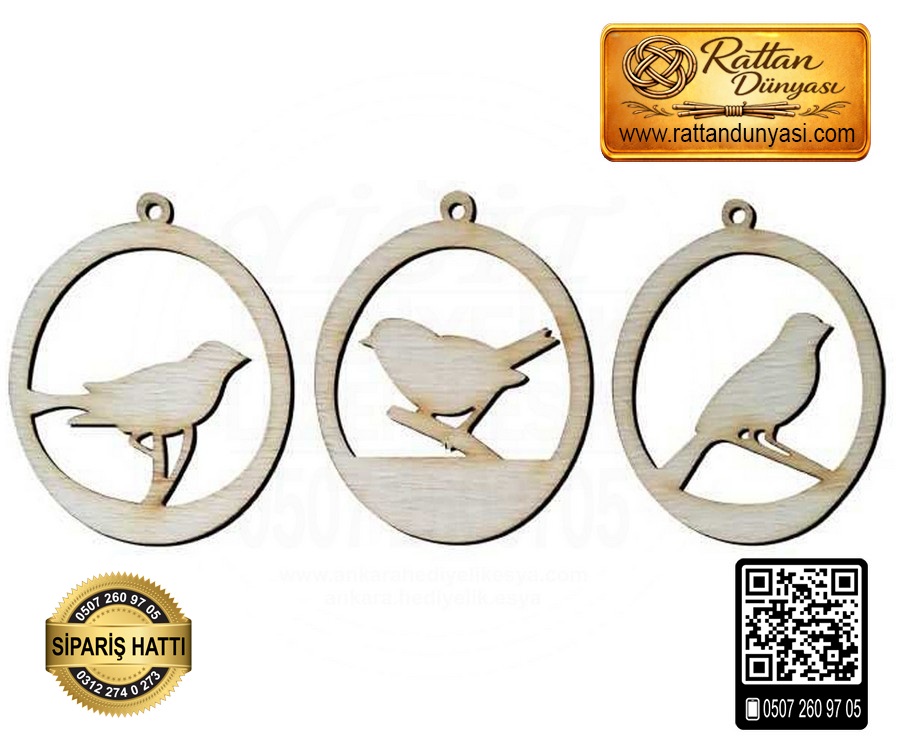 Serçe Kolye Ahşap Obje