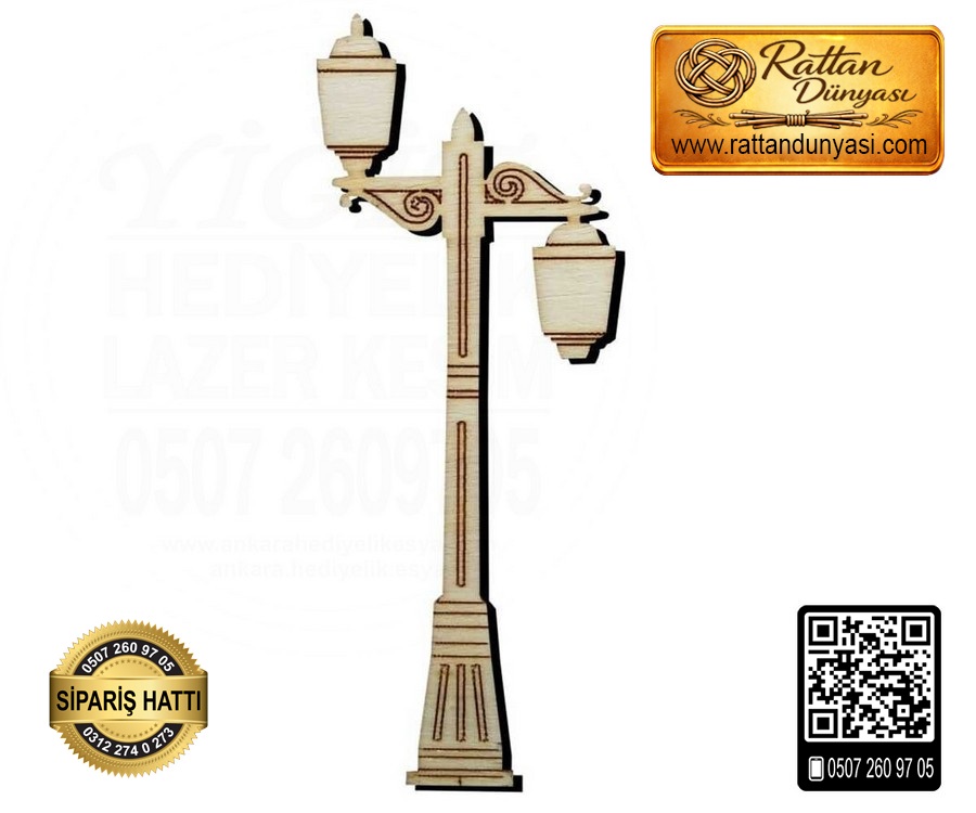 Sokak Lambası Ahşap Obje