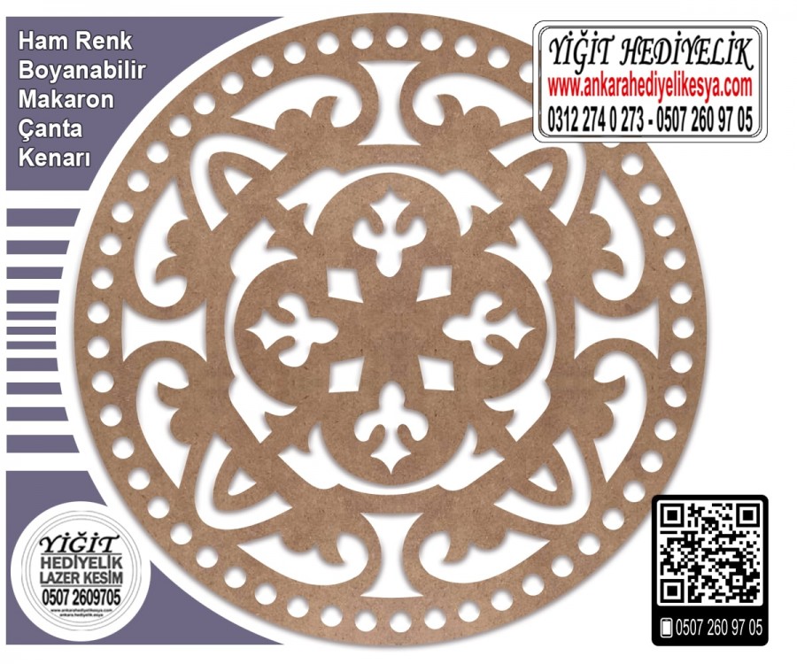 Model 6 - Desenli Makaron Çanta Kenarı - 20 cm