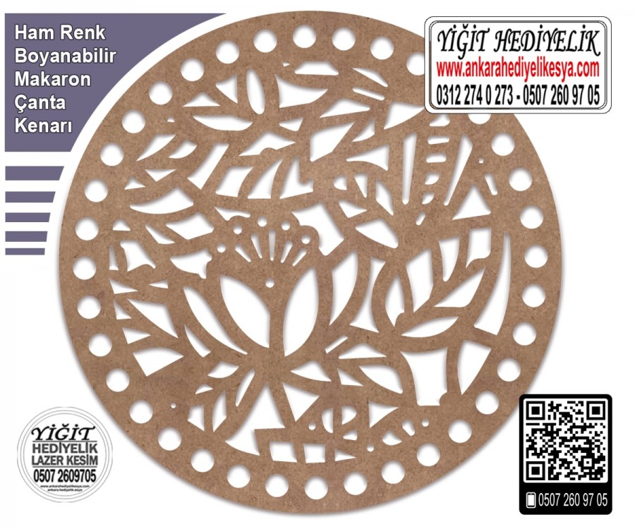 Model 10 - Desenli Makaron Çanta Kenarı - 18 cm