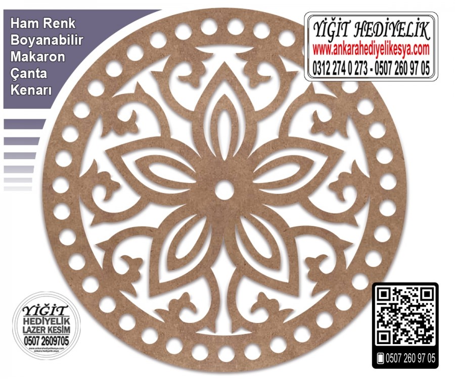 Model 13 - Desenli Makaron Çanta Kenarı - 22 cm