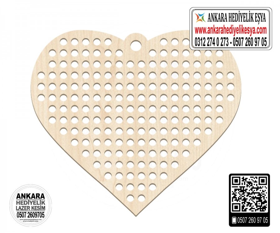 Kalp Kanaviçe Kolye Aparatı - 10 Adet