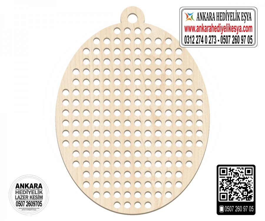 Oval Kanaviçe Kolye Aparatı - 10 Adet