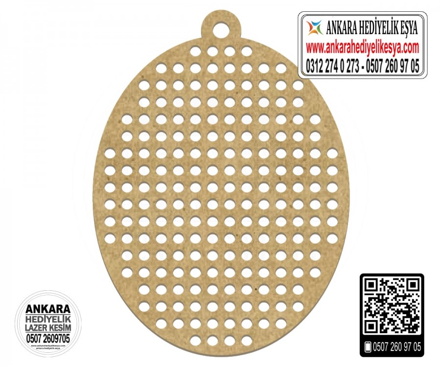 Oval Kanaviçe Kolye Aparatı - 10 Adet