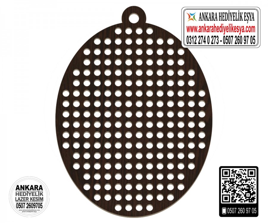 Oval Kanaviçe Kolye Aparatı - 10 Adet