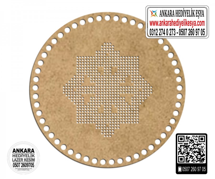 Makaron Daire Kanaviçe Çanta Kenarı - 1 Model - Ham Renk