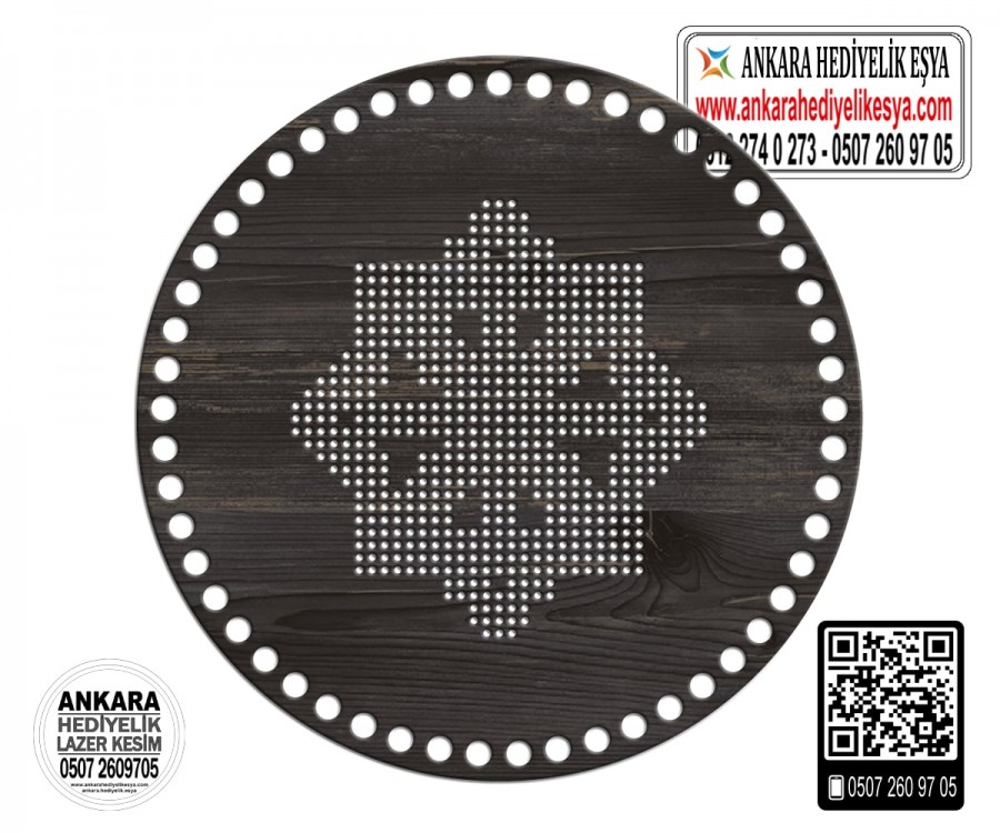 Makaron Daire Kanaviçe Çanta Kenarı - 1 Model - Rebab