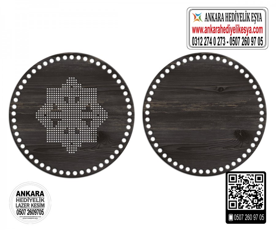 Makaron Daire Kanaviçe Çanta Kenarı - 1 Model - Rebab