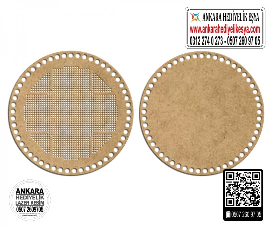 Makaron Daire Kanaviçe Çanta Kenarı - 2 Model - Ham renk