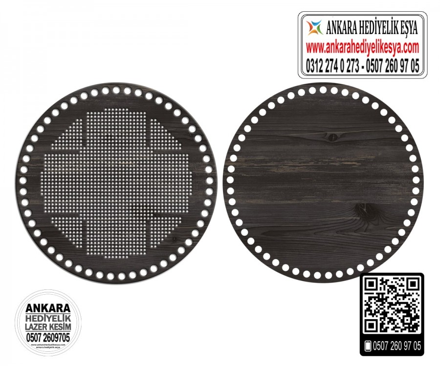 Makaron Daire Kanaviçe Çanta Kenarı - 2 Model - Rebab