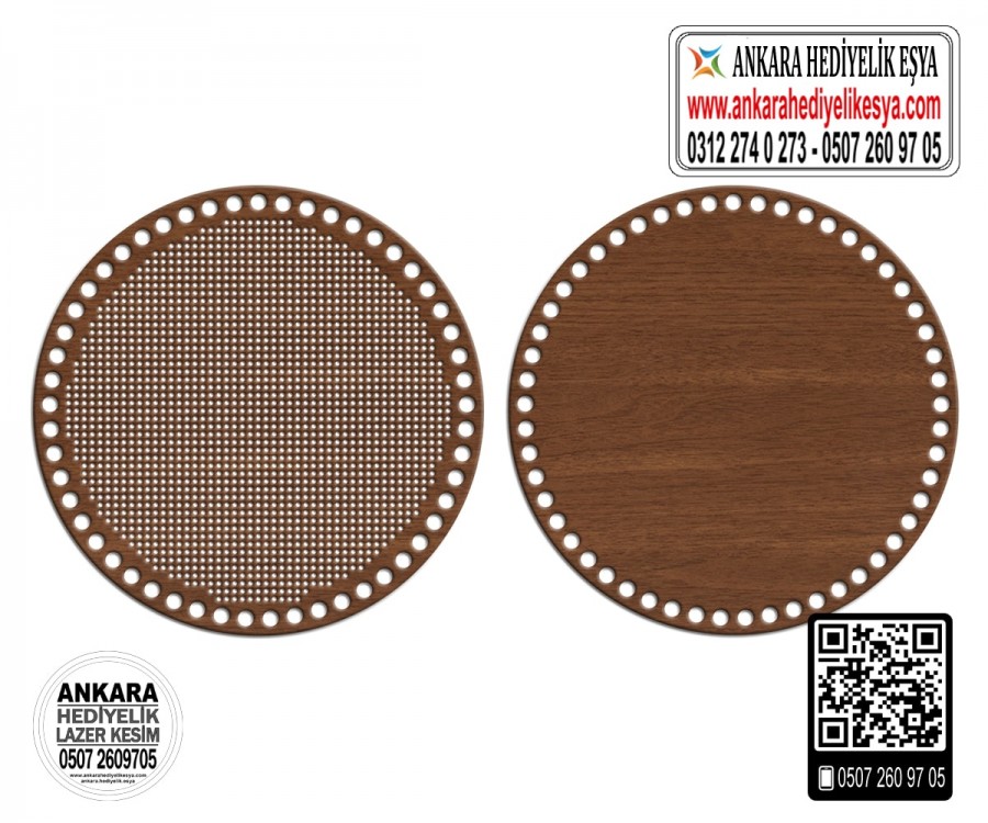 Makaron Daire Kanaviçe Çanta Kenarı - 3 Model - Kahverengi Makaron Daire Kanaviçe Çanta Kenarı - 3 Model - Kahverengi