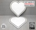 Delikli Kalp Tabanlık 15x15 cm / Penye Ribbon İp Beyaz Sepet Tabanı