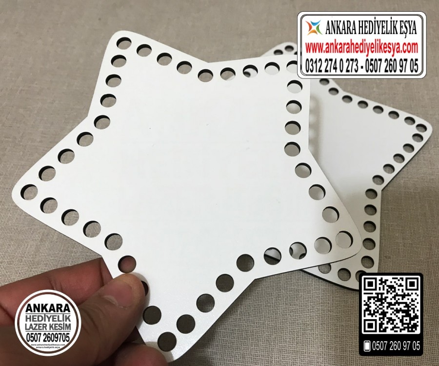 Yıldız Tabanlık 15x15 cm / Penye Ribbon ip Sepet Tabanı