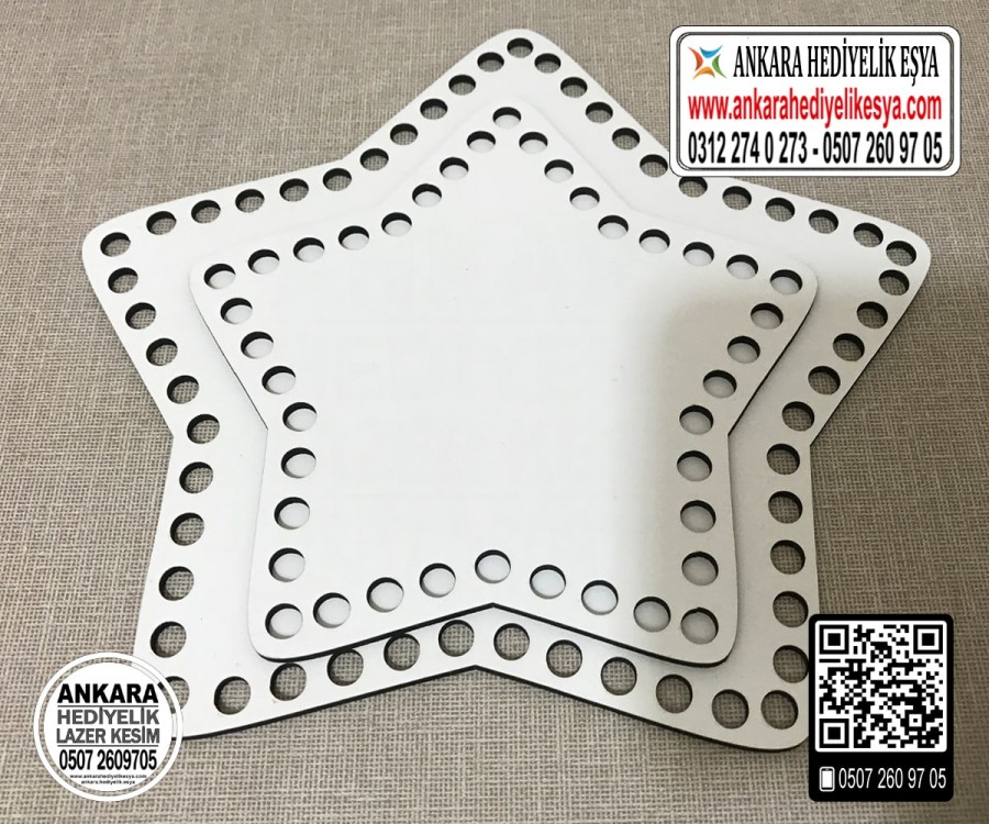 Yıldız Tabanlık 15x15 cm / Penye Ribbon ip Sepet Tabanı