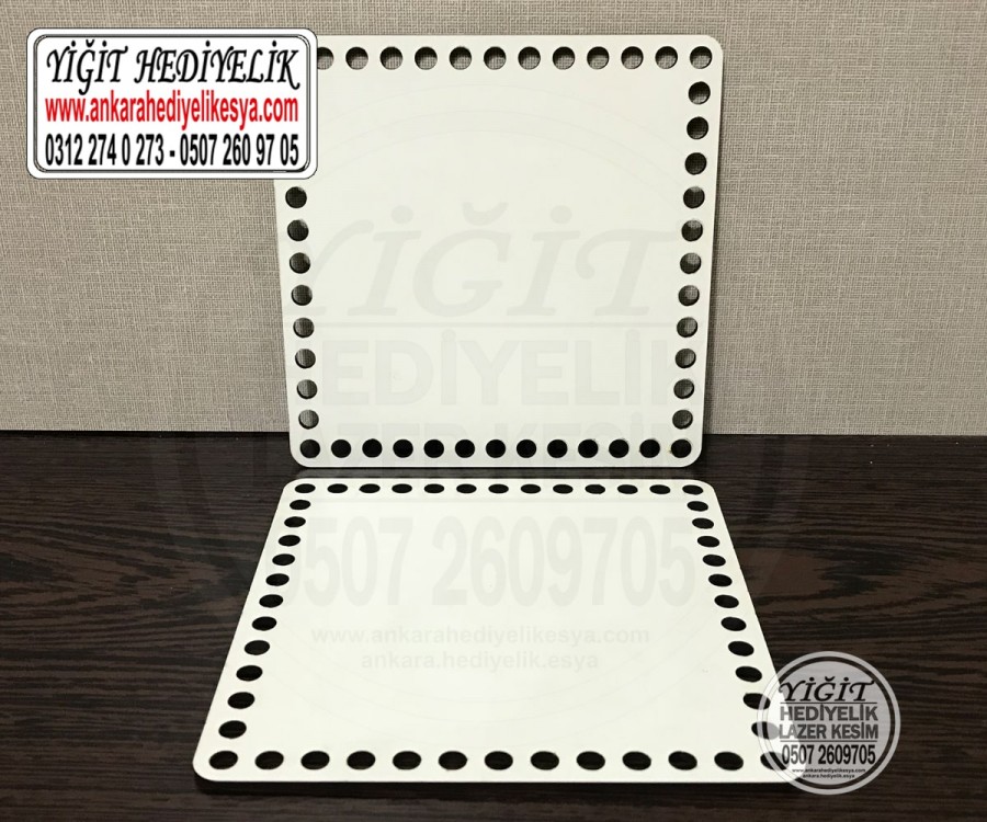 Delikli Beyaz Kare Tabanlık 20x20 cm / Penye Ribbon ip Sepet Tabanı