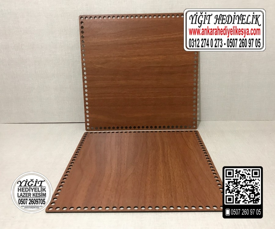 Kahverengi Kare 25x25 cm Tabanlık / Penye Ribbon İp Kahverengi Sepet Tabanı