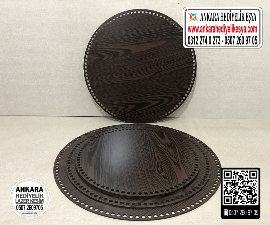 Koyu Kahverengi Daire 20x20 cm Tabanlık / Penye Ribbon İp Koyu Kahverengi Sepet Tabanı