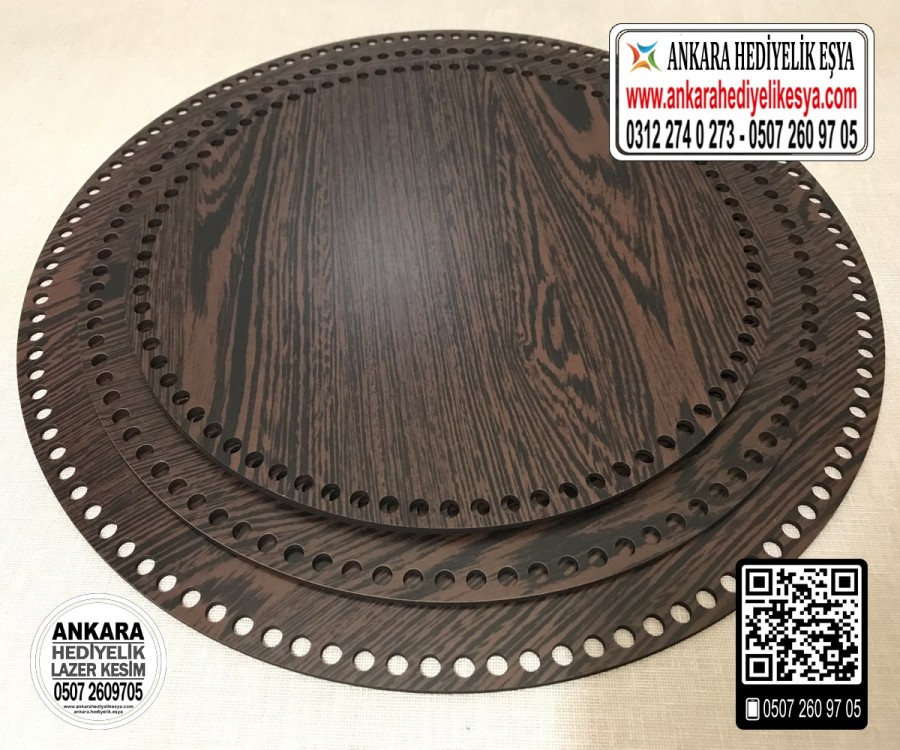 Koyu Kahverengi Daire 20x20 cm Tabanlık / Penye Ribbon İp Koyu Kahverengi Sepet Tabanı