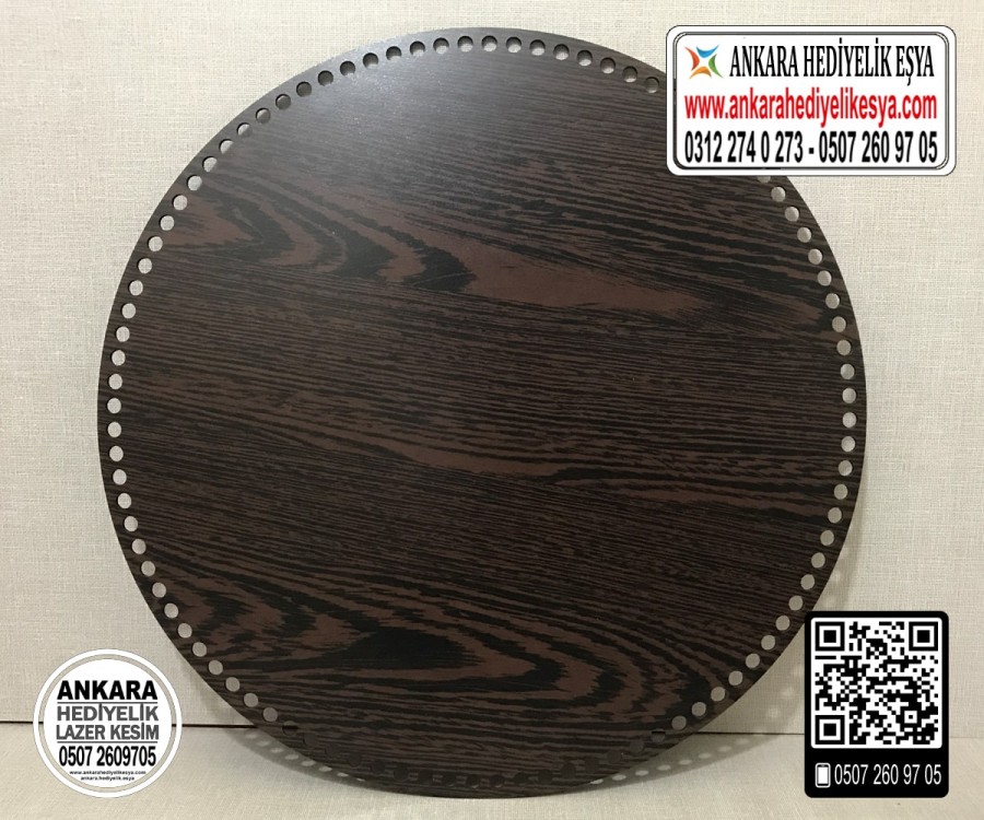 Koyu Kahverengi Daire 20x20 cm Tabanlık / Penye Ribbon İp Koyu Kahverengi Sepet Tabanı