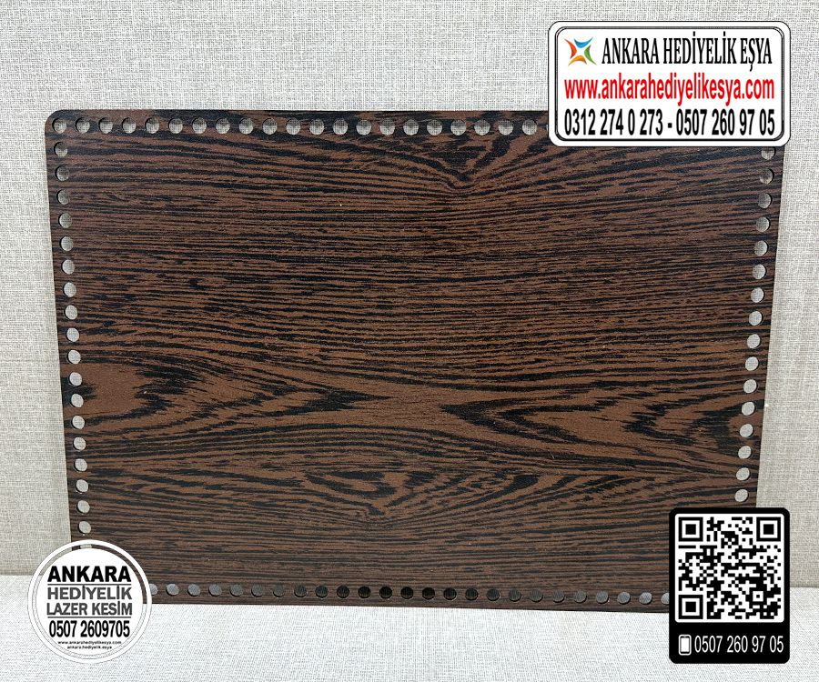 Koyu Kahverengi Dikdörtgen 15x25 cm Tabanlık / Penye Ribbon İp Koyu Kahverengi Sepet Tabanı