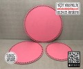 Pembe Daire 30x30 cm Tabanlık / Penye Ribbon İp Pembe Sepet Tabanı